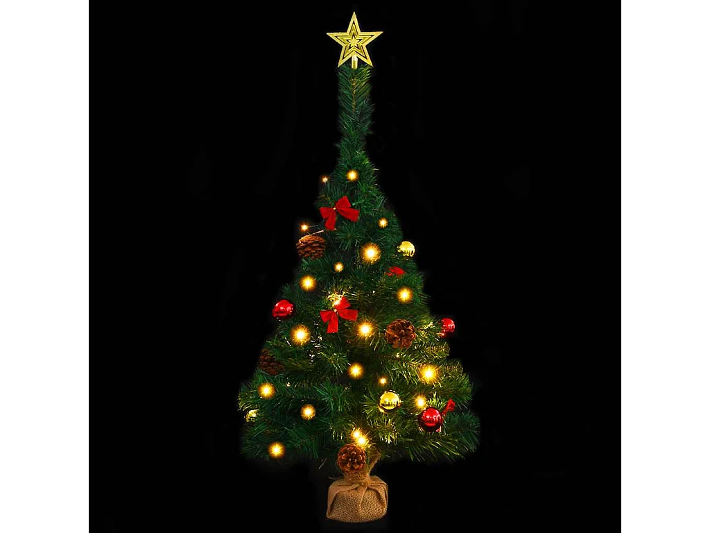 Árvore de Natal artificial pré-iluminada + enfeites 64 cm verde
