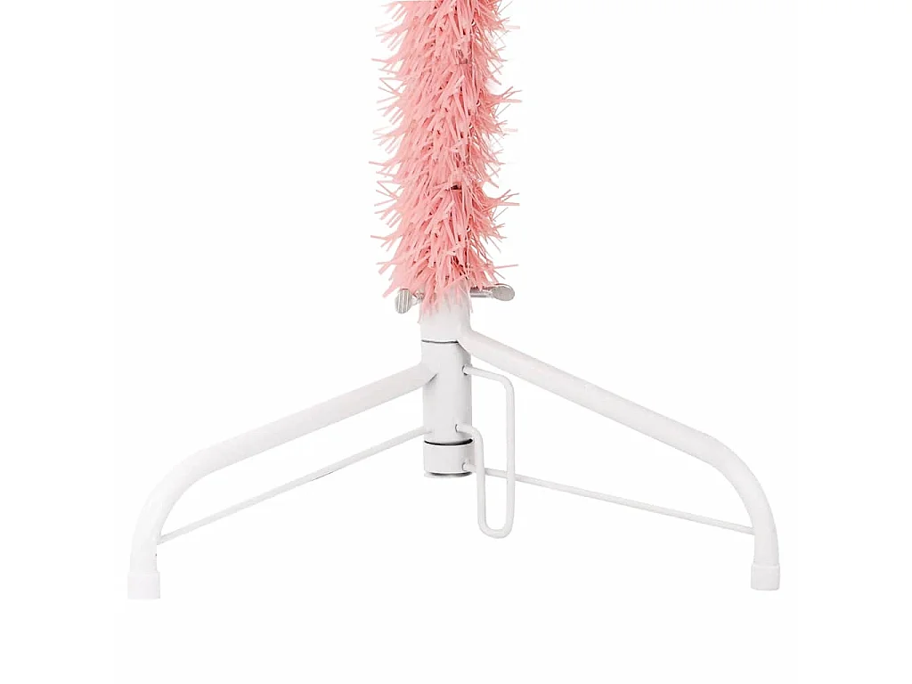Kunstkerstboom half met standaard smal 150 cm roze