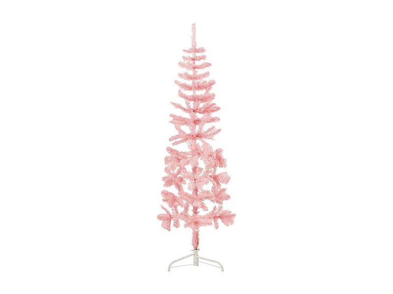 Künstlicher Halb-Weihnachtsbaum mit Ständer Schlank Rosa 150 cm