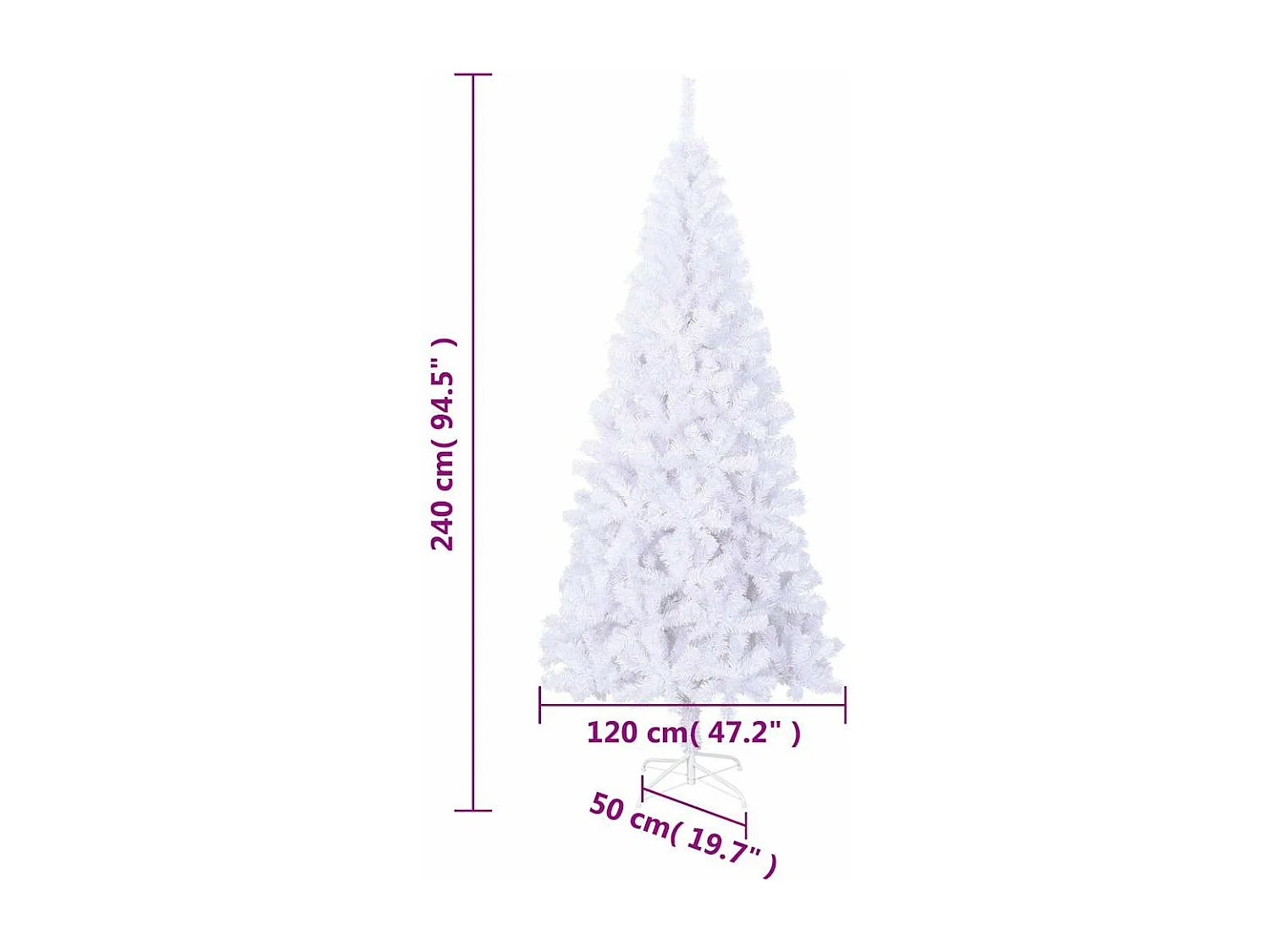 Albero di Natale Artificiale L 240 cm Bianco