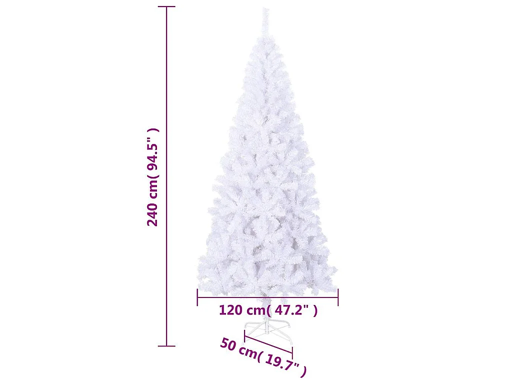 Árvore de natal artificial L, 240 cm, branca