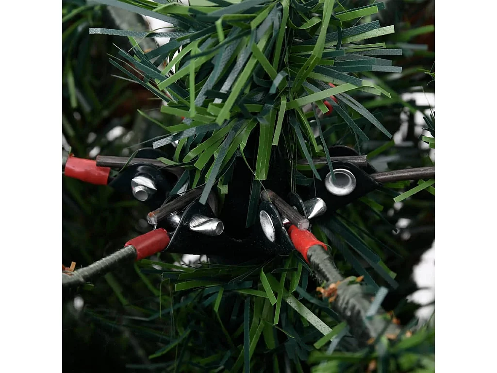 Sapin de Noël pré-éclairé pommes de pin vert blanc 195cm PVC PE