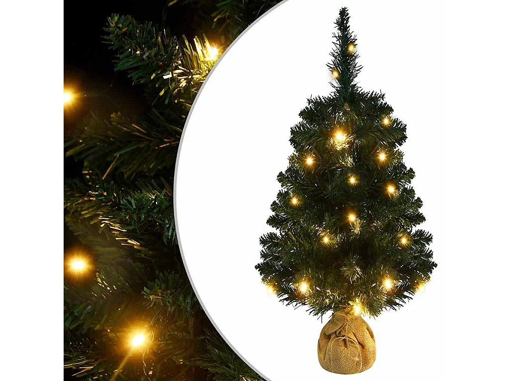 Kunstkerstboom met verlichting en standaard 90 cm PVC groen