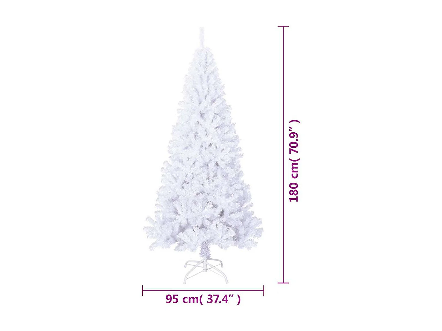 Künstlicher Weihnachtsbaum mit Dicken Zweigen Weiß 180 cm PVC