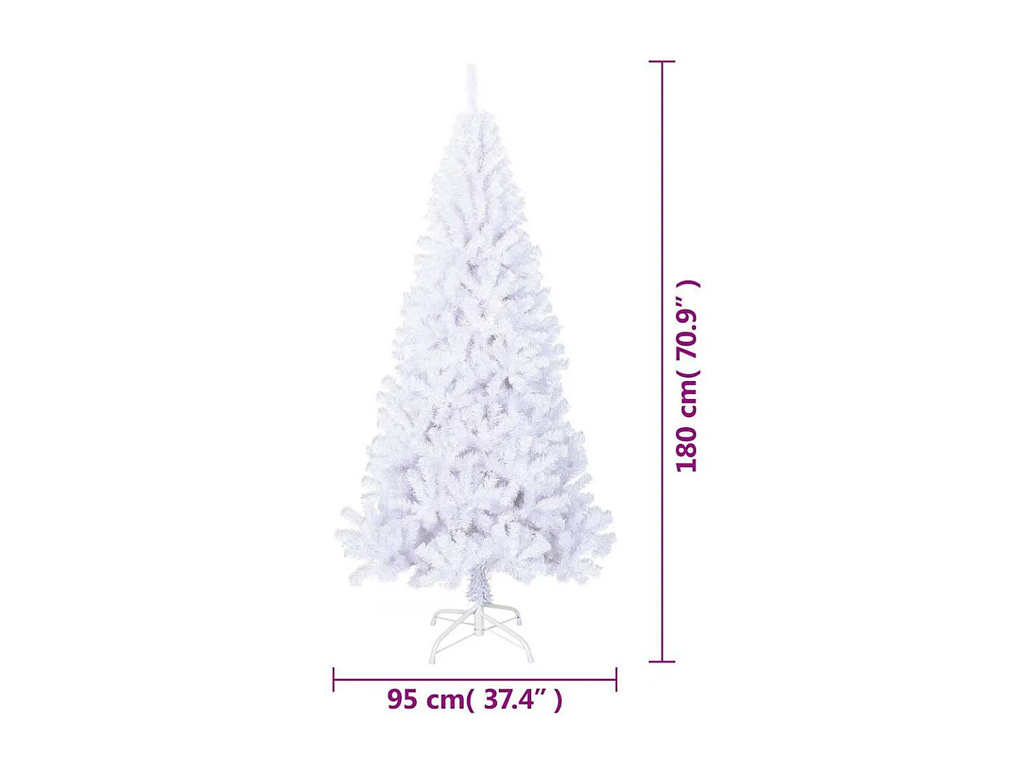 Künstlicher Weihnachtsbaum mit Dicken Zweigen Weiß 180 cm PVC