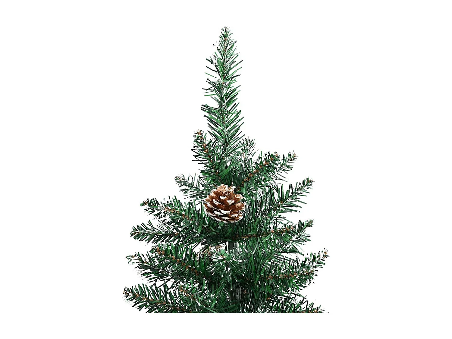 Árvore de Natal fina madeira genuína e neve branca 210 cm verde