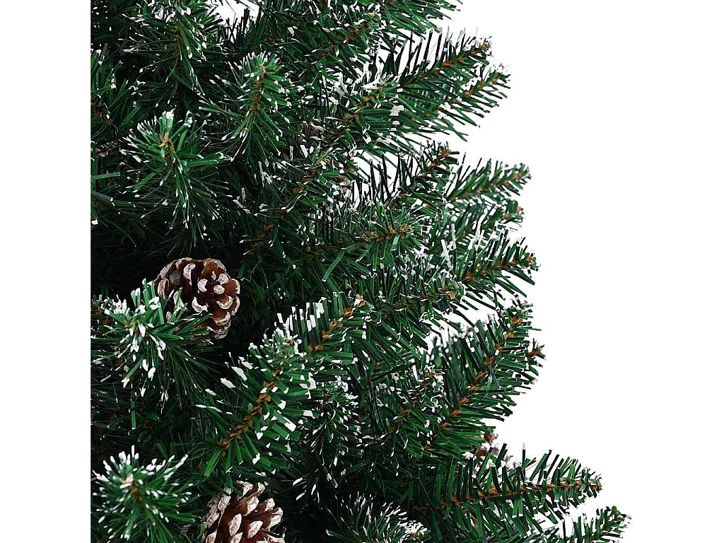 Árvore de Natal fina madeira genuína e neve branca 210 cm verde