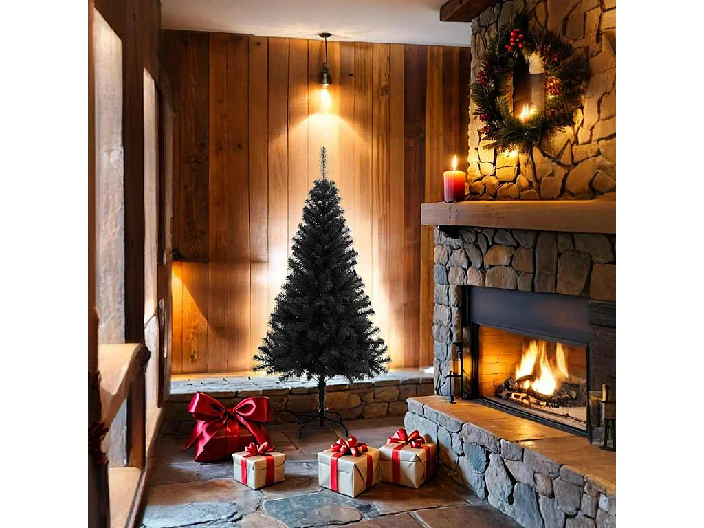 Künstlicher Weihnachtsbaum mit Ständer Schwarz 150 cm PVC