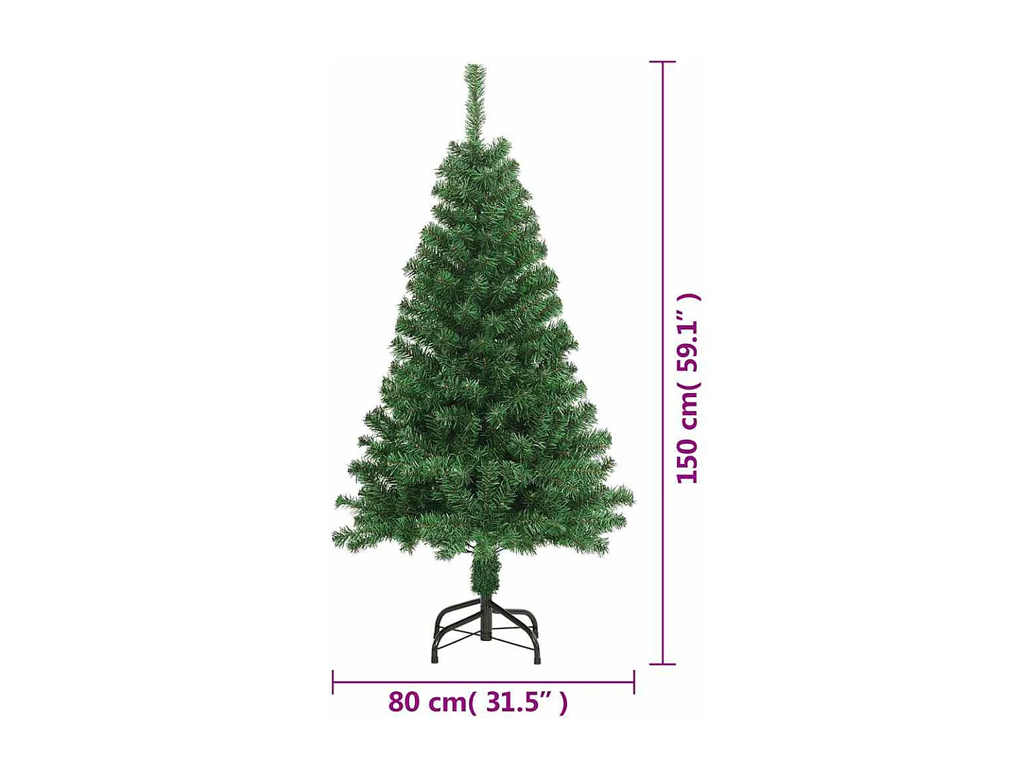 Künstlicher Weihnachtsbaum mit Dicken Zweigen Grün 150 cm PVC