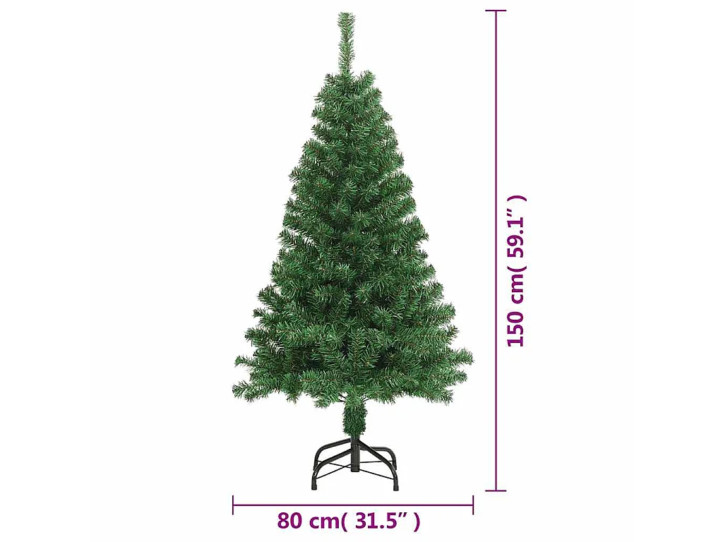 Arbre de Noël artificiel avec branches épaisses vert 150 cm PVC