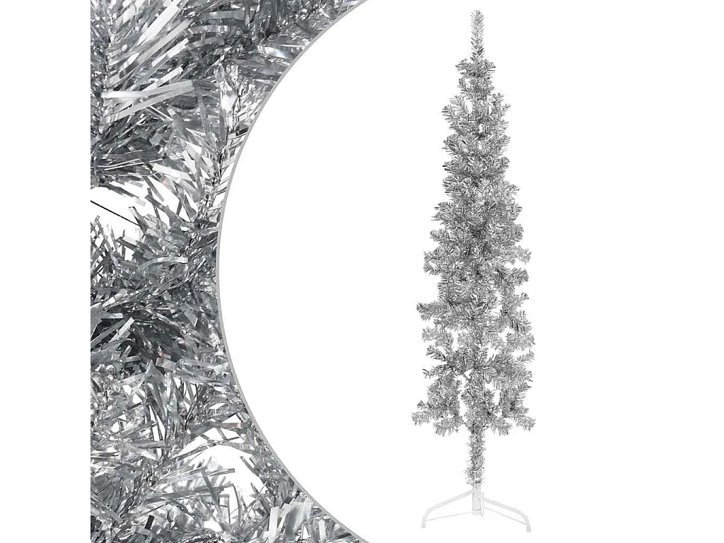 Künstlicher Halb-Weihnachtsbaum Ständer Schlank Silbern 120 cm