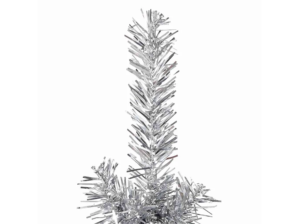 Demi sapin de Noël artificiel mince avec support Argenté 120 cm