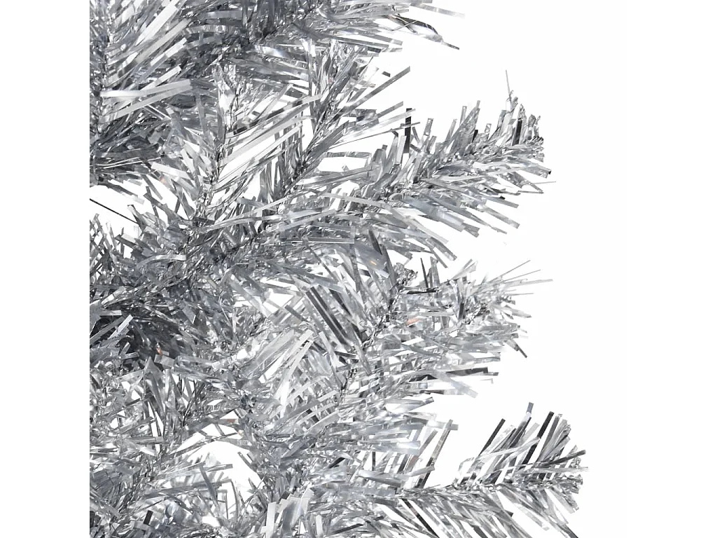 Demi sapin de Noël artificiel mince avec support Argenté 120 cm