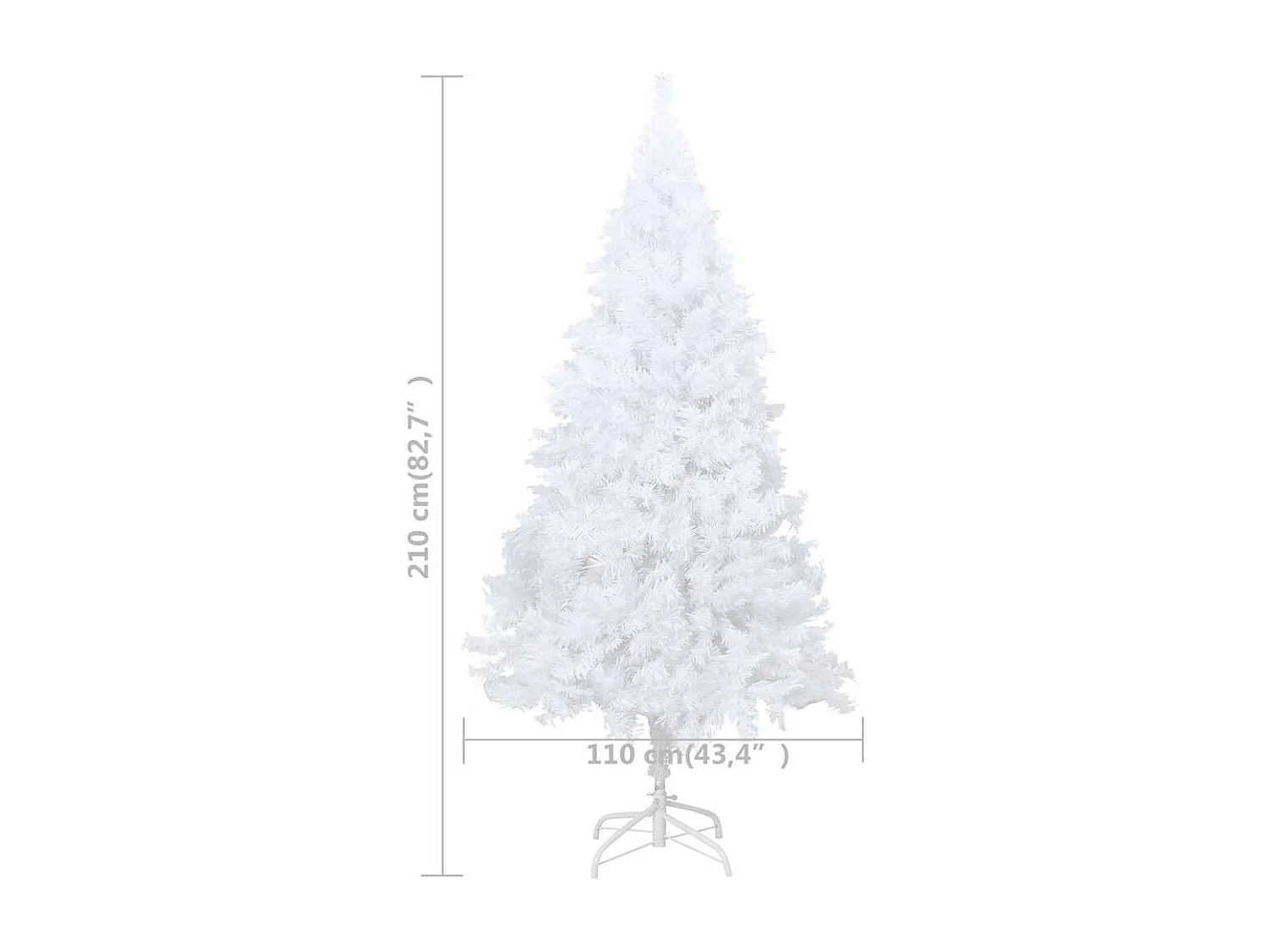 Künstlicher Weihnachtsbaum mit Beleuchtung & Kugeln Weiß 210 cm