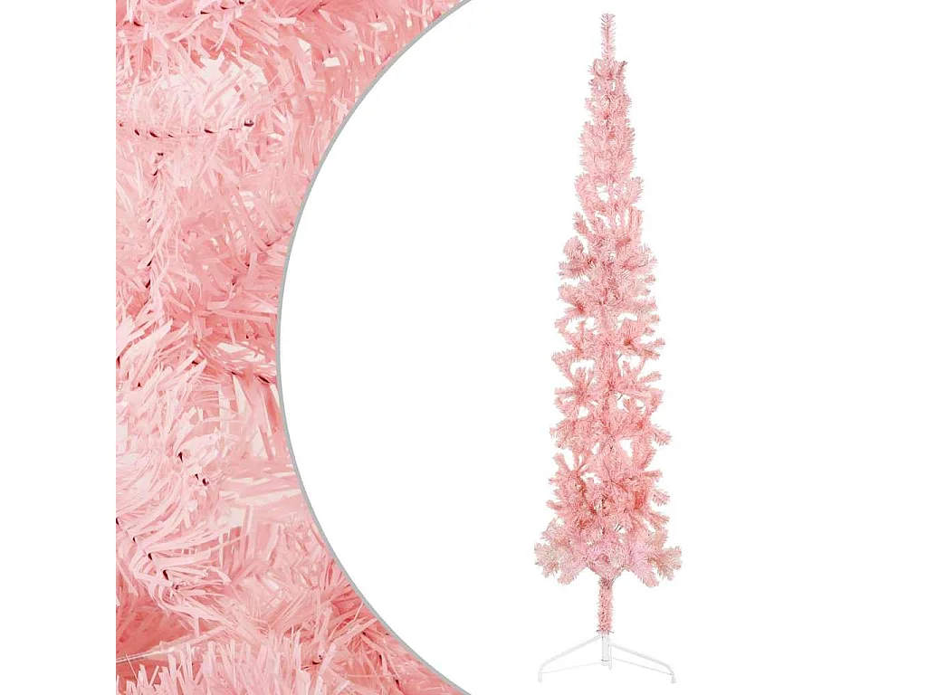 Kunstkerstboom half met standaard smal 240 cm roze