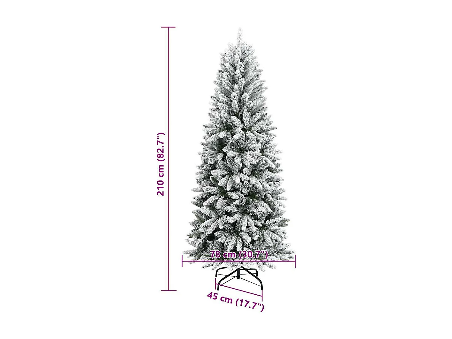 Sapin de Noël artificiel avec neige floquée 210 cm PVC et PE