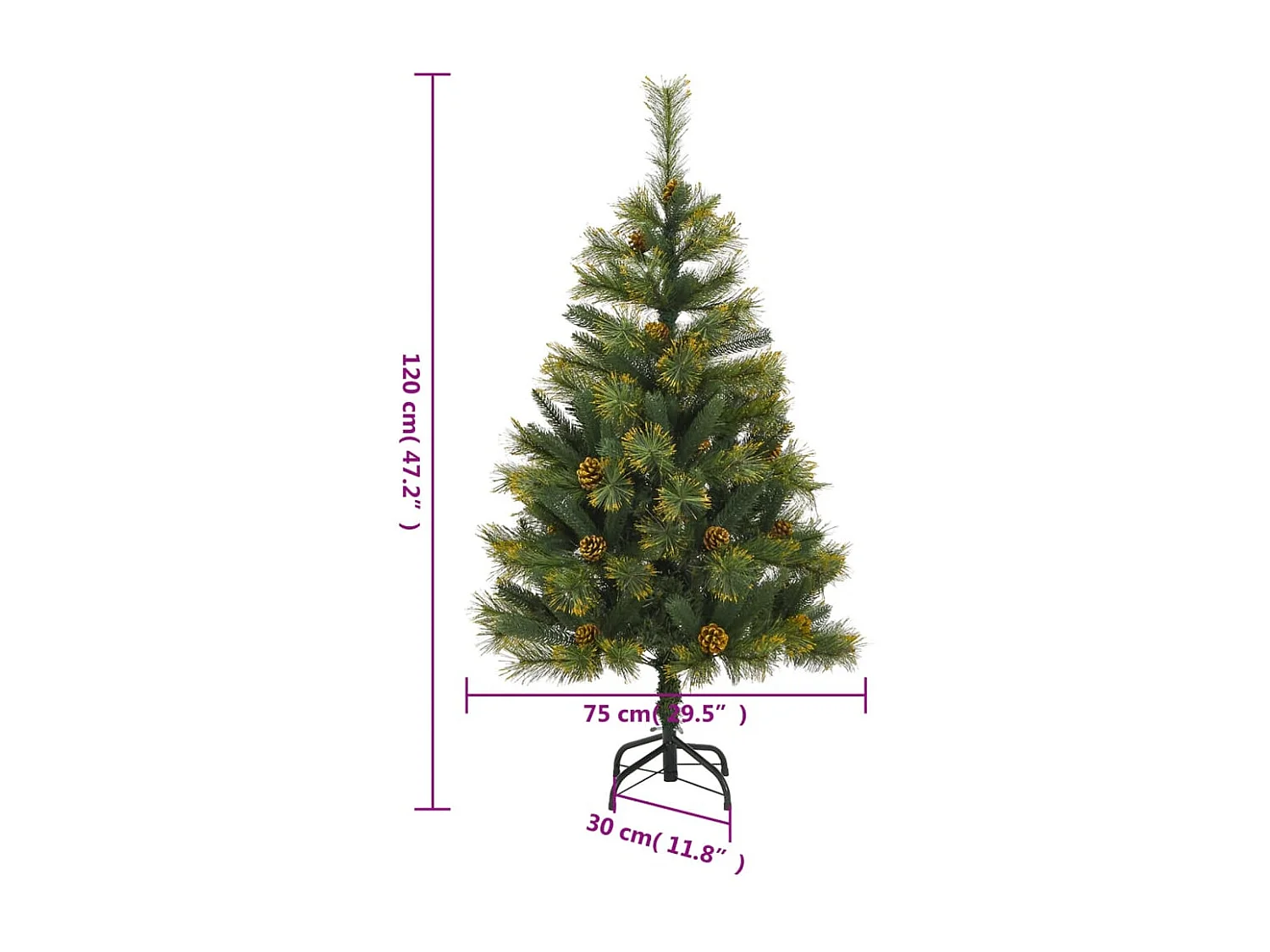 Albero di Natale Artificiale Incernierato con Pigne 120 cm