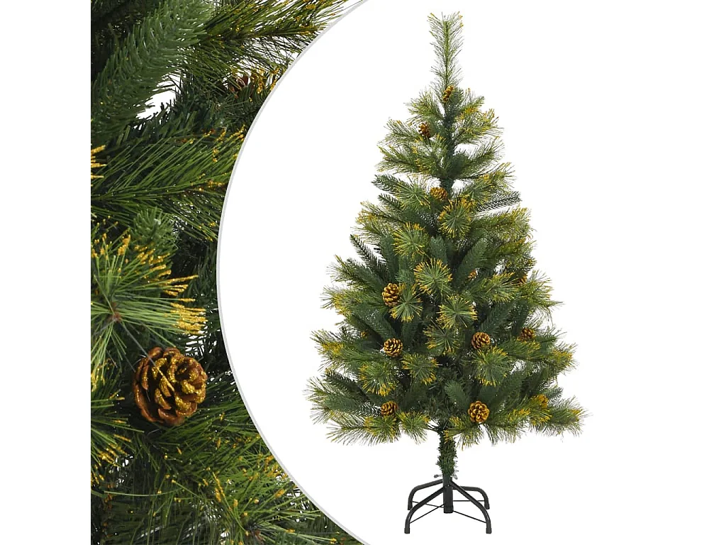 Kunstkerstboom met scharnieren en dennenappels 120 cm