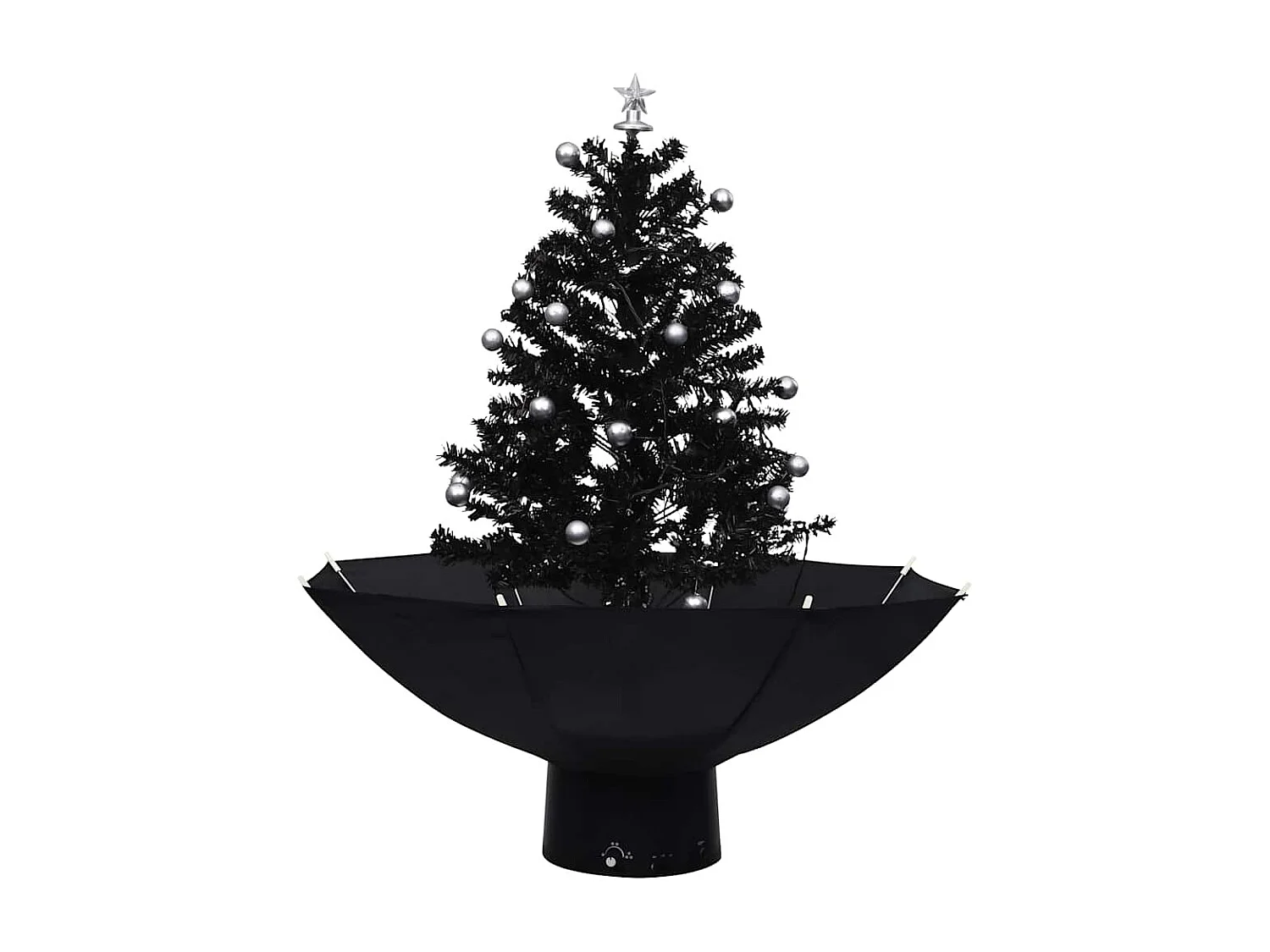 Arbre de Noël neigeux avec base de parapluie Noir 75 cm PVC
