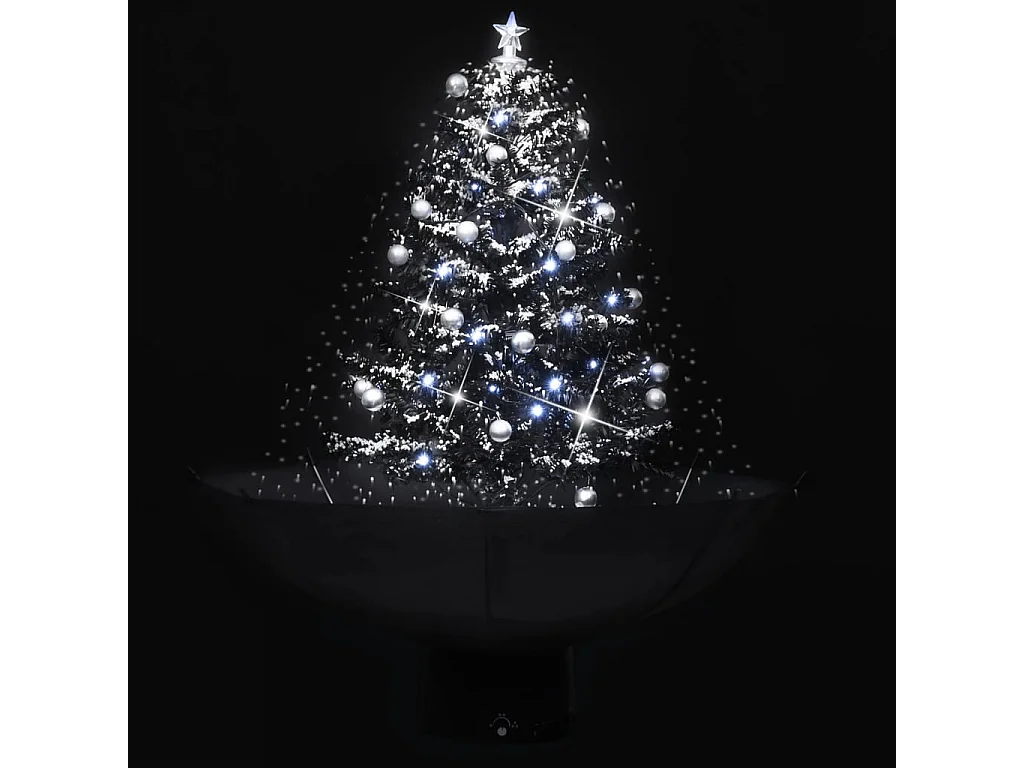 Arbre de Noël neigeux avec base de parapluie Noir 75 cm PVC