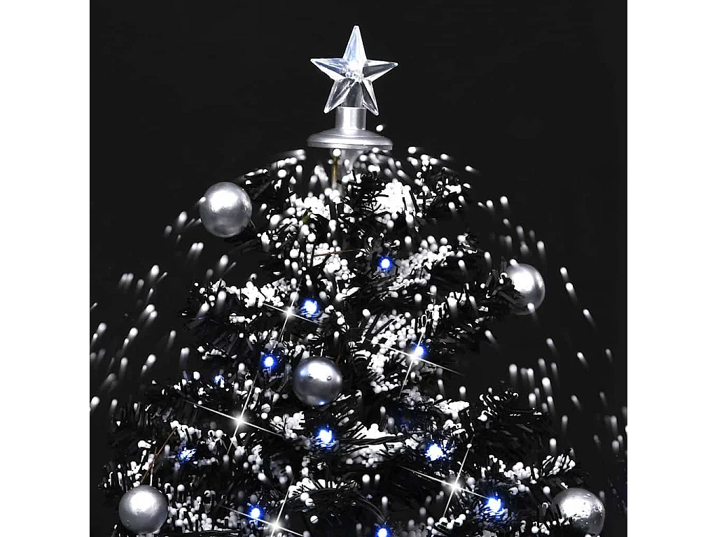 Arbre de Noël neigeux avec base de parapluie Noir 75 cm PVC