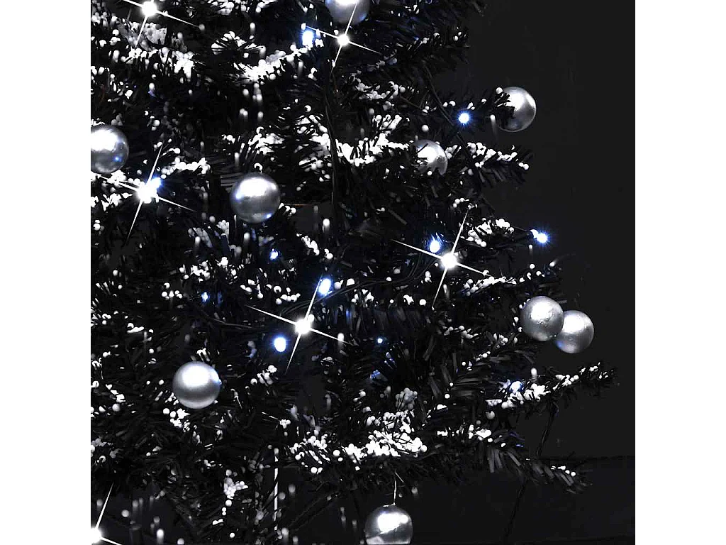 Arbre de Noël neigeux avec base de parapluie Noir 75 cm PVC