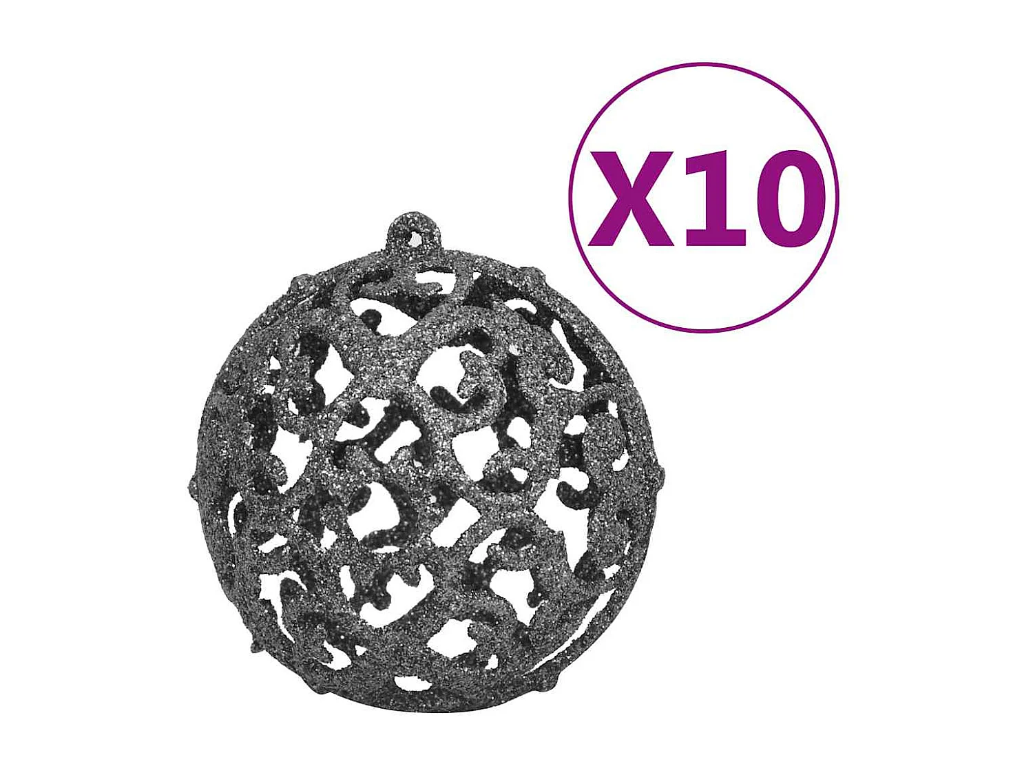 Arbre de Noël artificiel pré-éclairé et boules noir 210 cm PVC