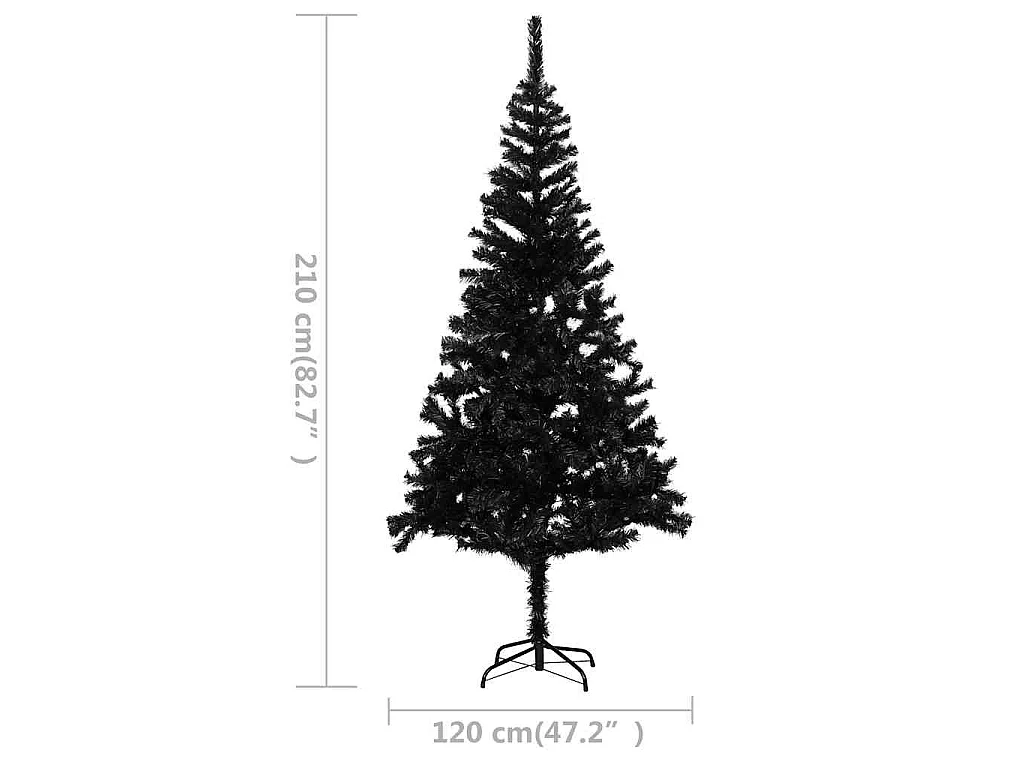 Árvore Natal artificial pré-iluminada c/ bolas PVC preto