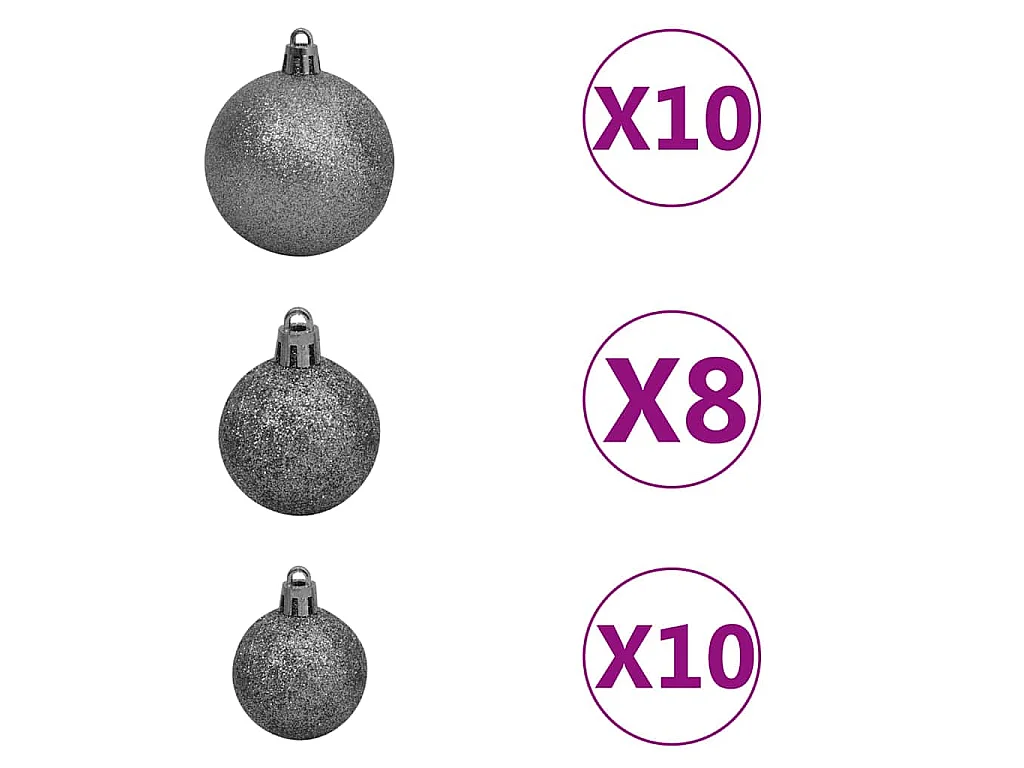 Árvore Natal artificial pré-iluminada c/ bolas PVC preto