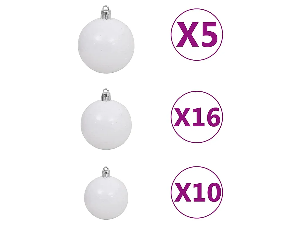 Árvore Natal artificial pré-iluminada c/ bolas PVC preto