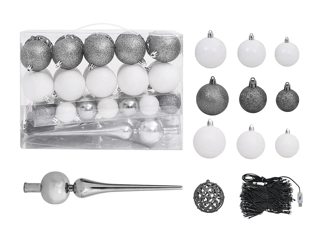 Arbre de Noël artificiel pré-éclairé et boules rose 120 cm PVC