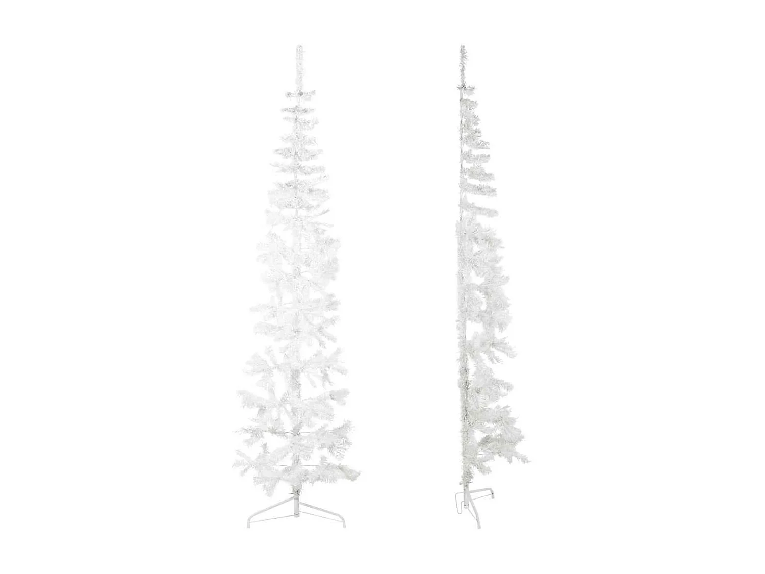 Demi sapin de Noël artificiel mince avec support Blanc 210 cm