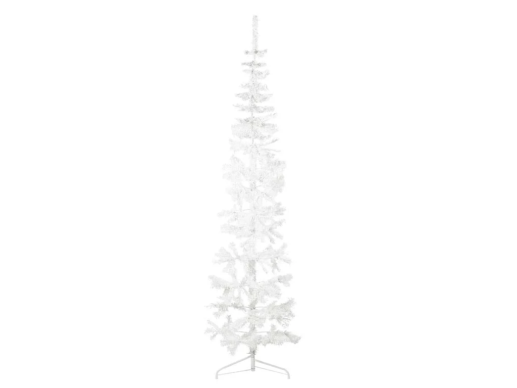 Albero Natale Artificiale Sottile a Metà Supporto Bianco 210 cm