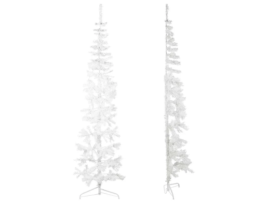 Albero Natale Artificiale Sottile a Metà Supporto Bianco 210 cm