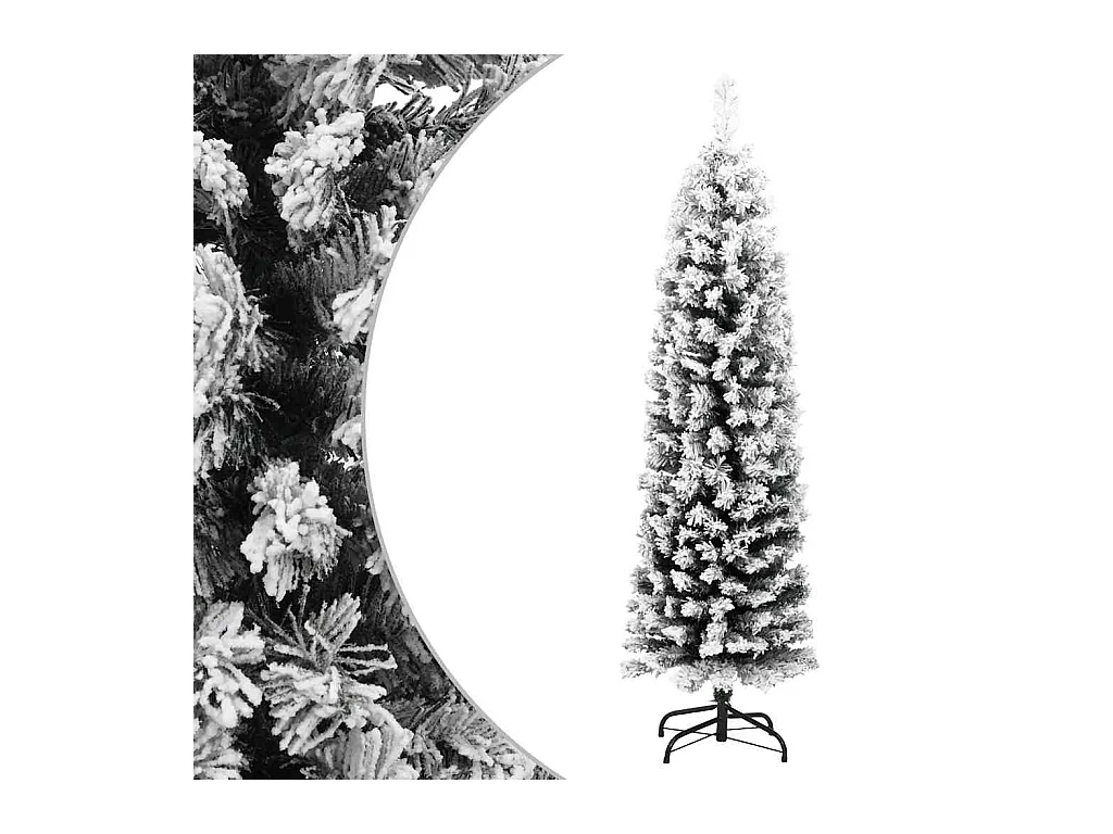 Kunstkerstboom met sneeuw smal 150 cm PVC groen