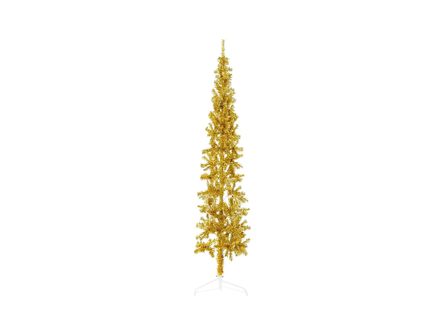 Medio árbol de Navidad artificial con soporte dorado 180 cm