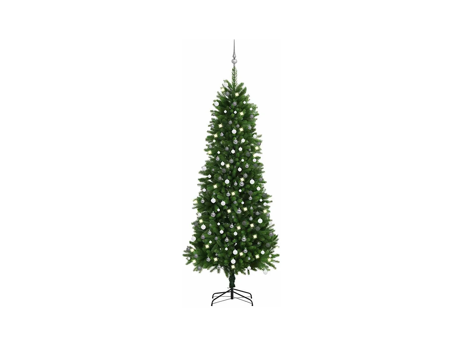 Árbol de Navidad artificial con luces y bolas verde 240 cm
