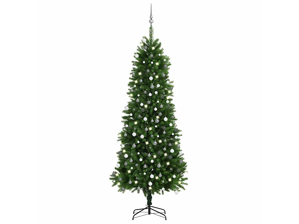 Árbol de Navidad artificial con luces y bolas verde 240 cm