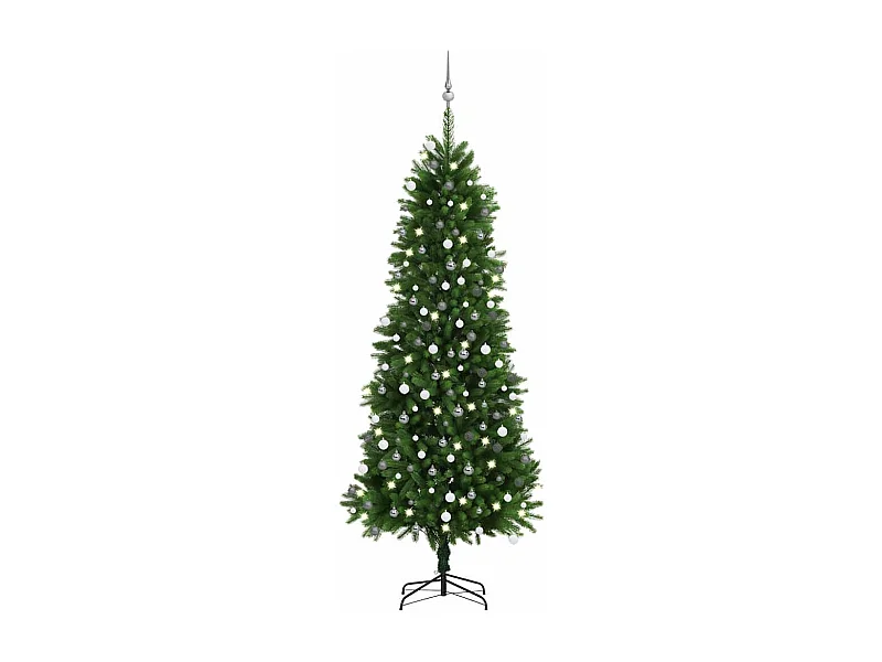 Árvore Natal artificial pré-iluminada c/ bolas 240 cm verde