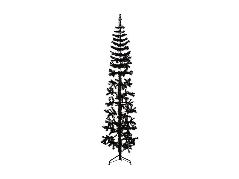 Medio árbol de Navidad artificial con soporte negro 180 cm