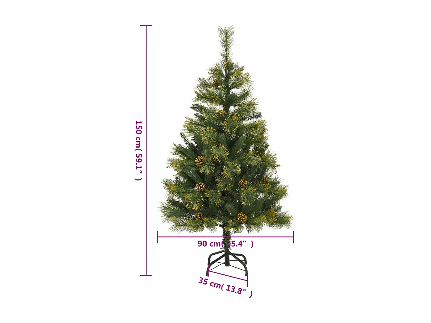 Sapin de Noël artificiel articulé avec pommes de pin 150 cm