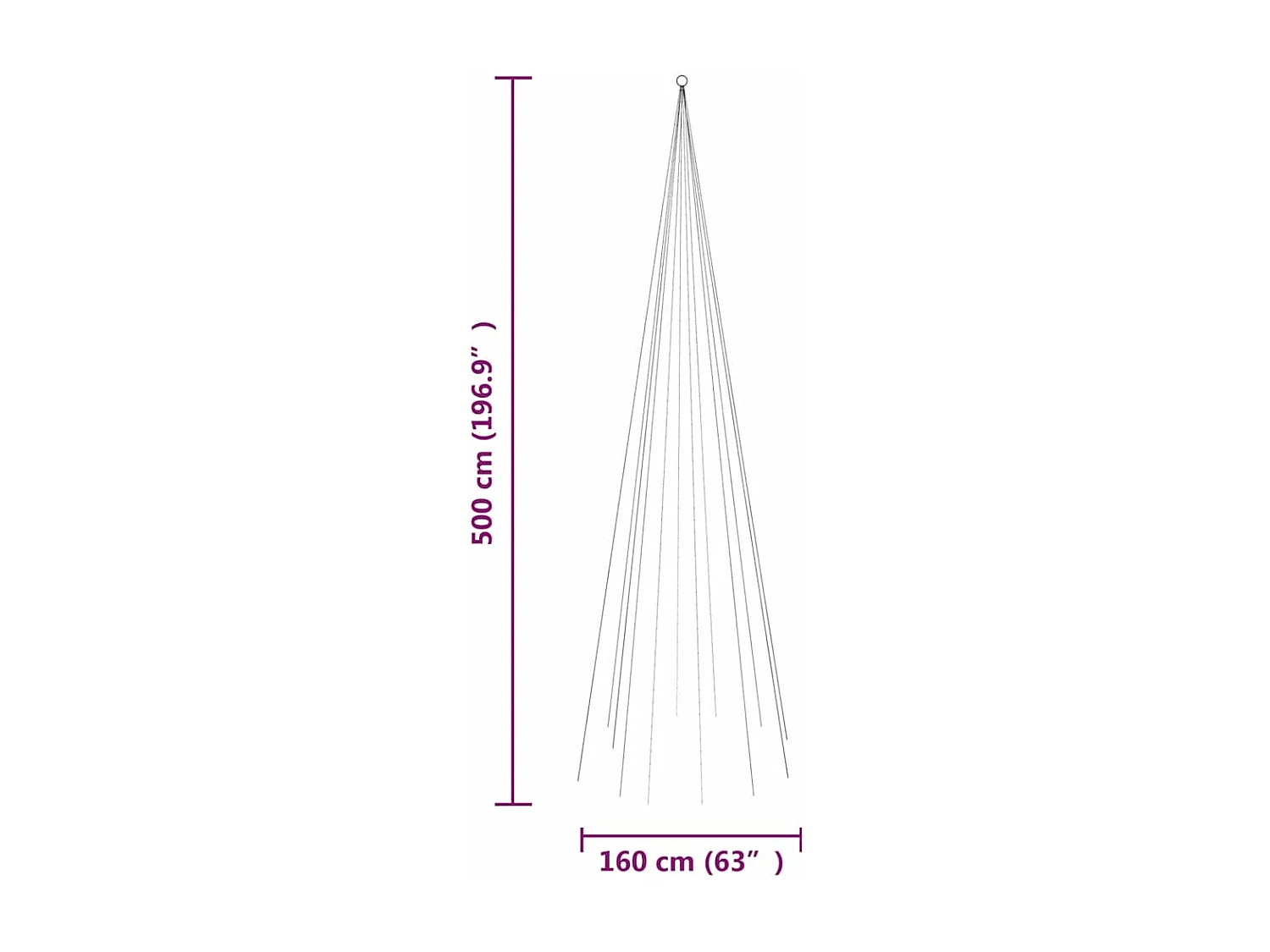 Sapin de Noël sur mât de drapeau 732 LED Blanc chaud 500 cm