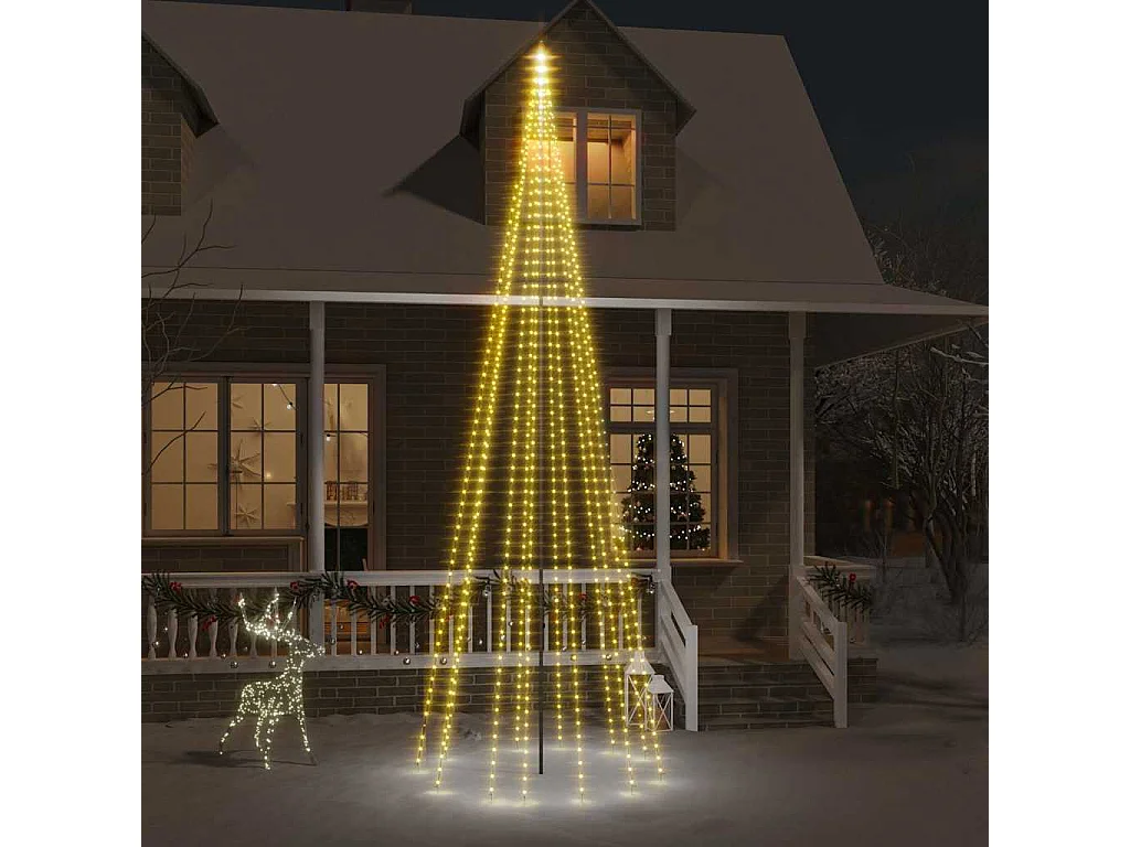 Árvore de Natal mastro de bandeira 732 LEDs 500cm branco quente