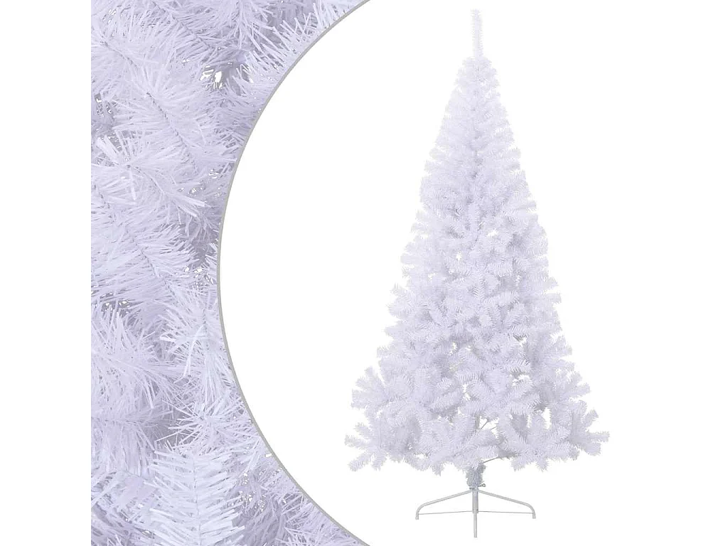 Sapin de Noël artificiel moitié avec support blanc 180 cm PVC