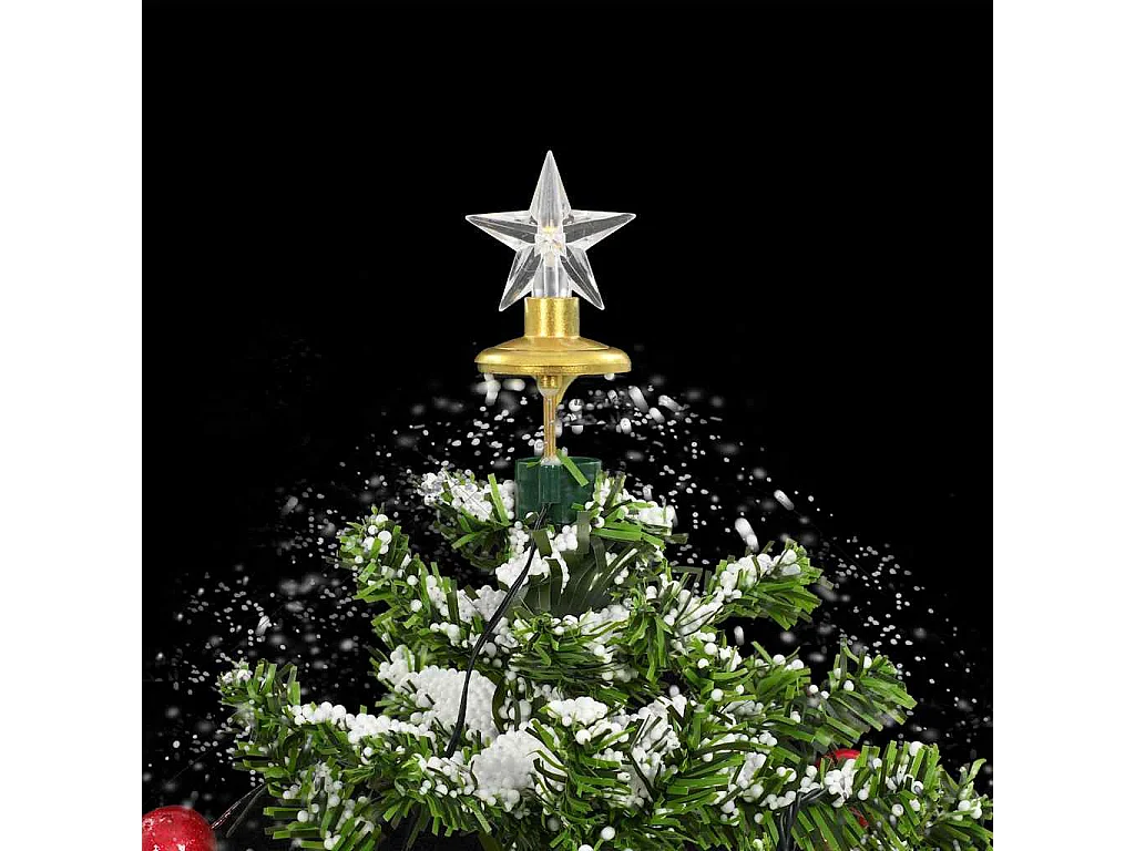 Arbre de Noël neigeux avec base de parapluie Vert 75 cm