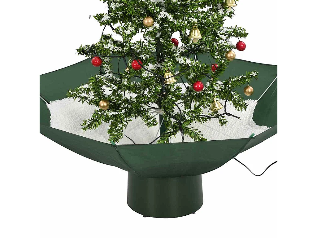 Arbre de Noël neigeux avec base de parapluie Vert 75 cm