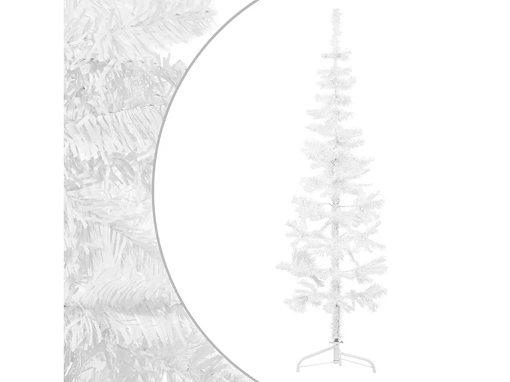 Demi sapin de Noël artificiel mince avec support Blanc 120 cm