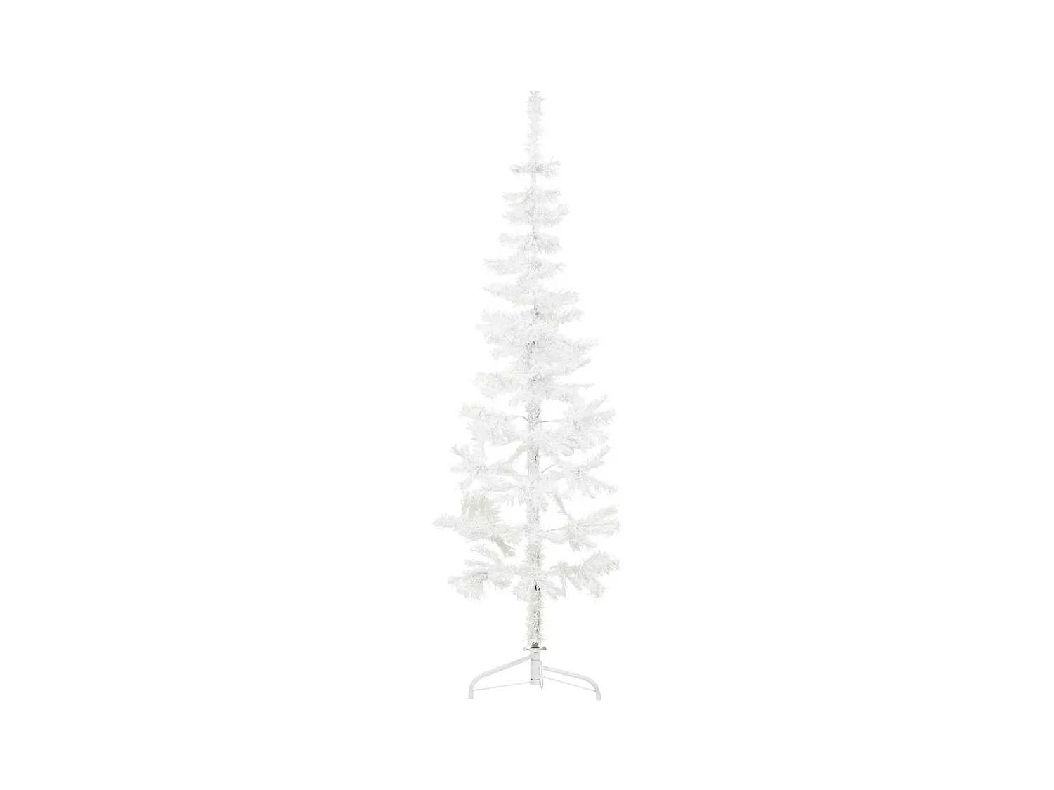 Kunstkerstboom half met standaard smal 120 cm wit