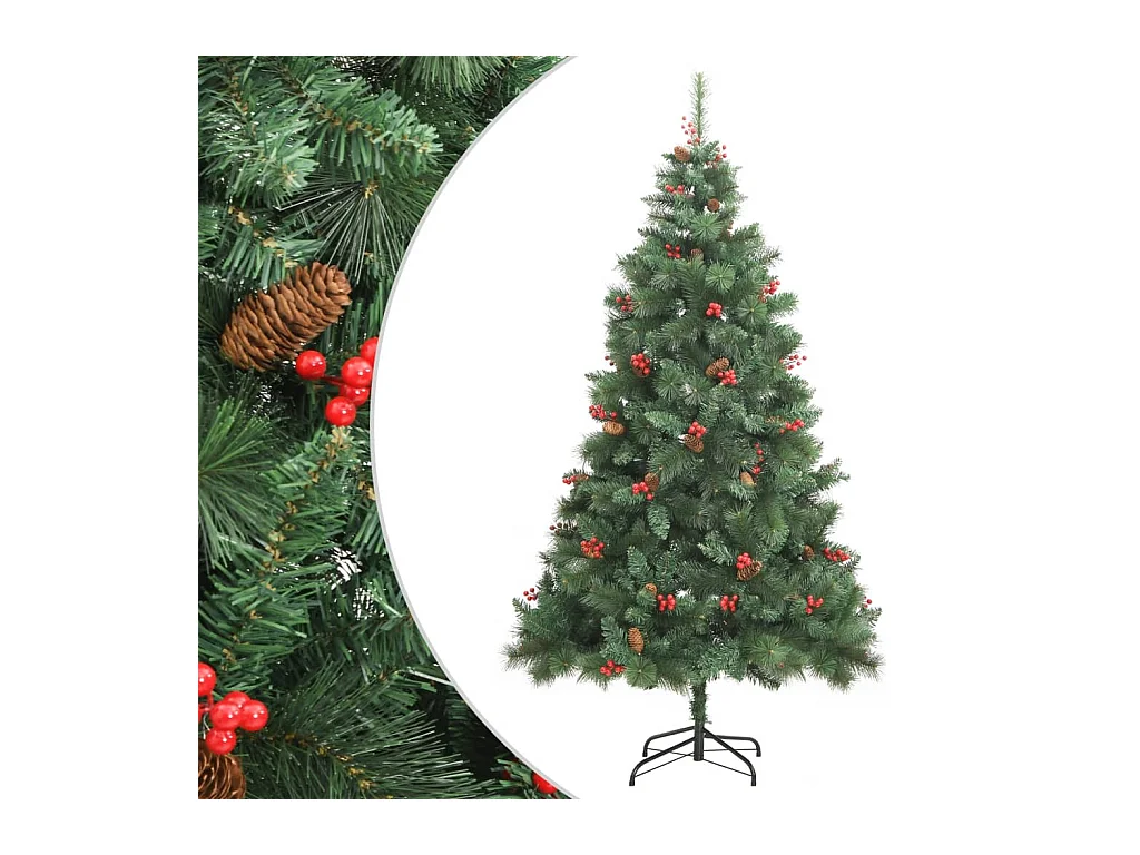 Künstlicher Weihnachtsbaum Klappbar mit Zapfen & Beeren 210 cm