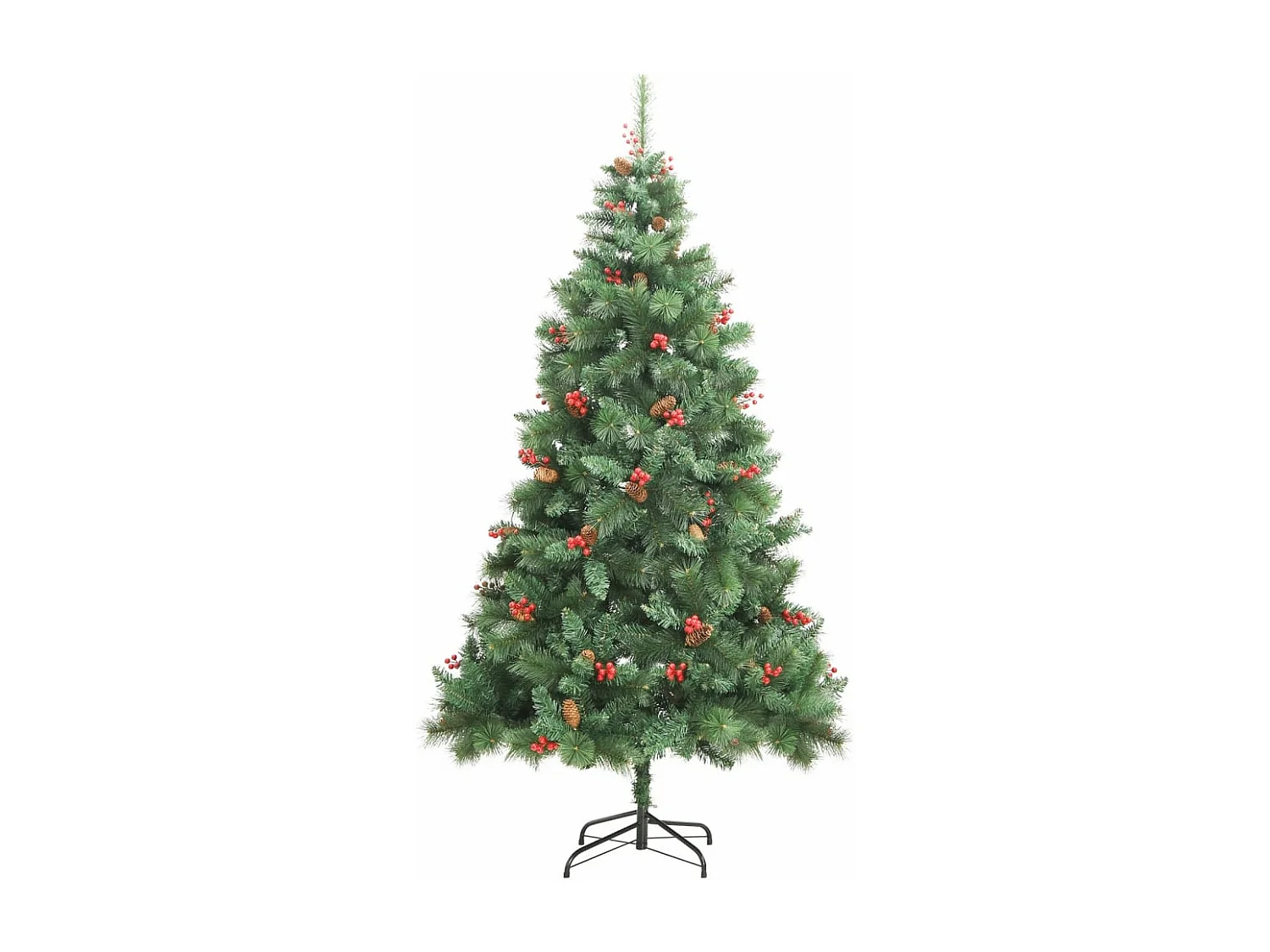 Albero Natale Artificiale Incernierato con Pigne e Bacche 210cm